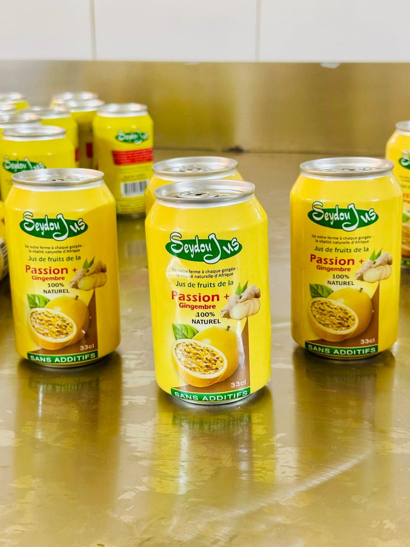 Jus de fruit de la passion 100% naturel SEYDOU+Gingembre Pack de 6 canettes de 300 ml
