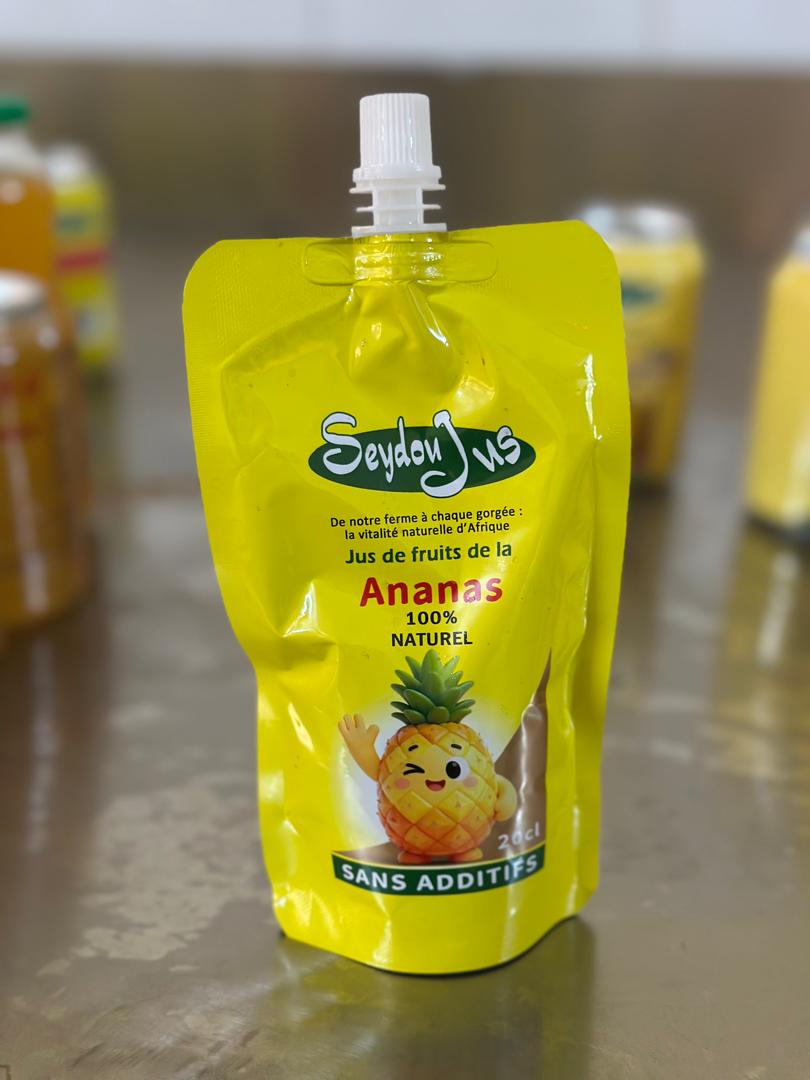 Jus de fruit d'ananas 100% naturel SEYDOU Pack de 6 sachet aseptique pour enfants de 20cl