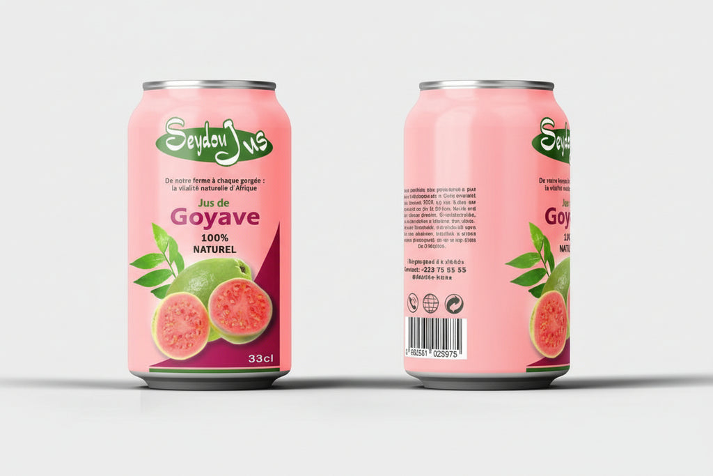 Jus de fruit de goyave 100% naturel SEYDOU Pack de 6 canettes de 300 ml